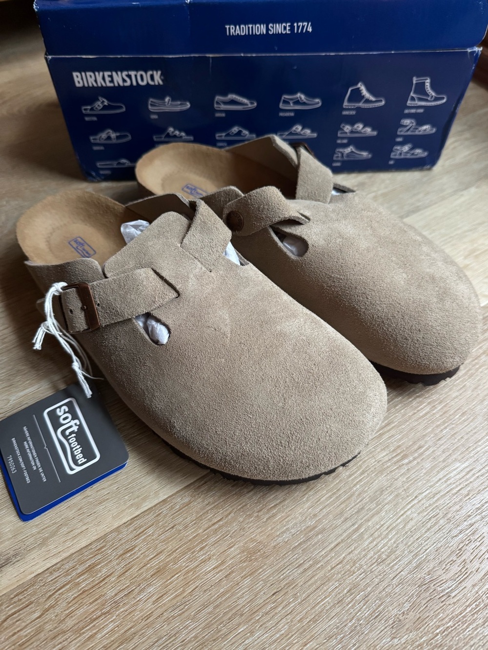 Birkenstock Boston Soft Footbed Taupe - EU 40 medium/narrow width - New in Box